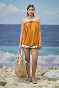 Caramel Premium Giza Cotton Pleated Sleeveless Top