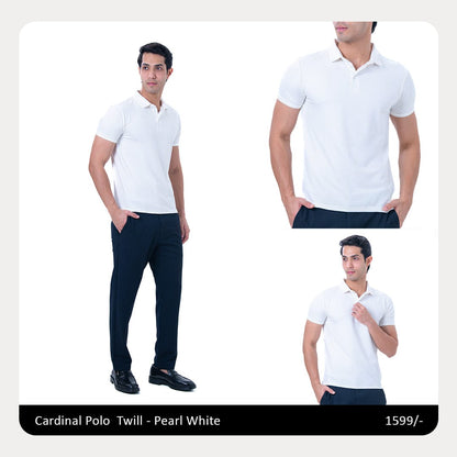 Cardinal Polo Twill- Pearl White