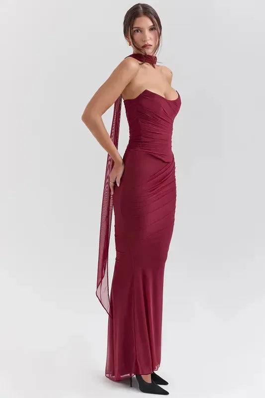 Draped Mesh Corset With Skirt Set | ANNY at Broadway