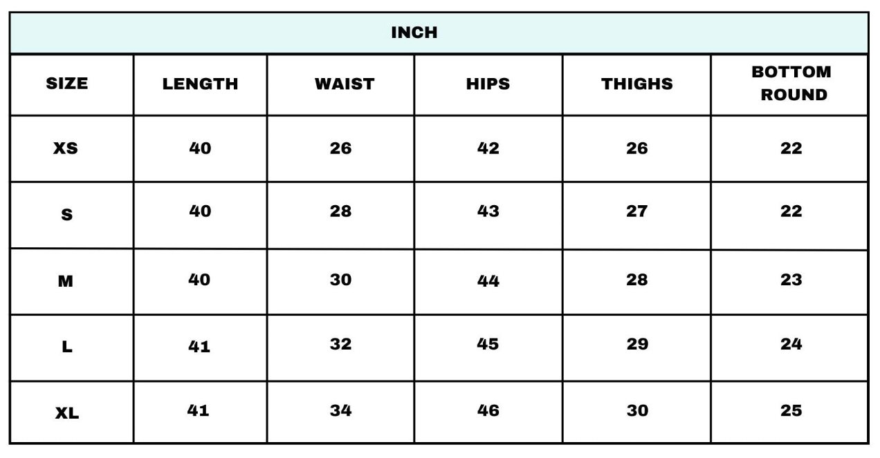 Size Chart for FOUNDER BLUE'S- Dual Colour Block Denim Cargo
