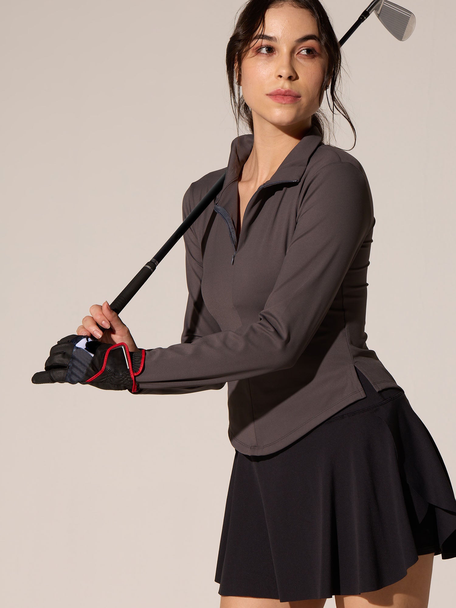 Charcoal Zip-It-Up Top | Cava at Broadway