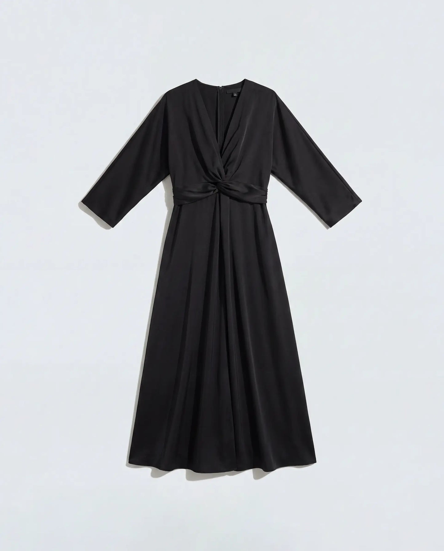 Rareism Women's Cleah Black Polyester 3/4Th Sleeve Flared Plain Dress