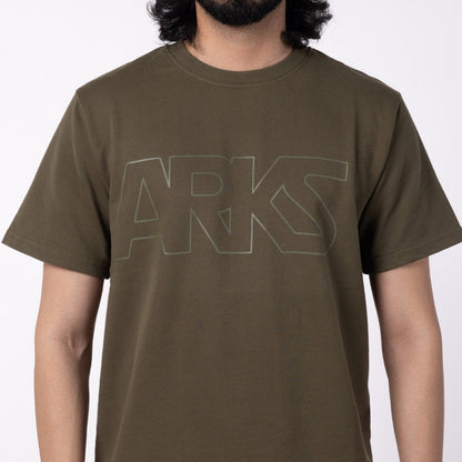 Men's French Terry Printed Round Neck T-Shirt - Olive