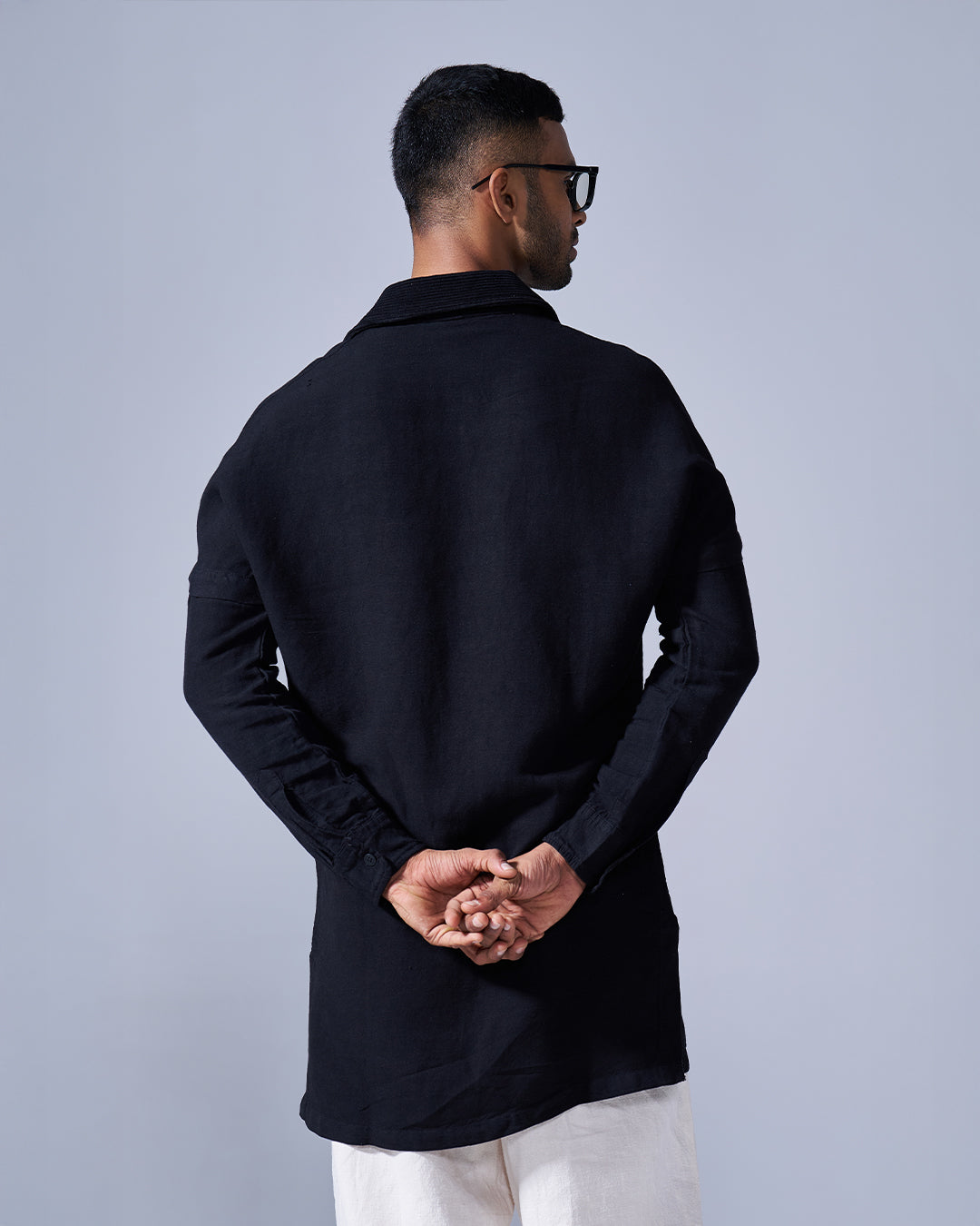 RWDY COLLAR KURTA | MATTE BLACK