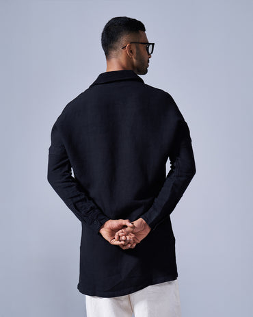RWDY COLLAR KURTA | MATTE BLACK