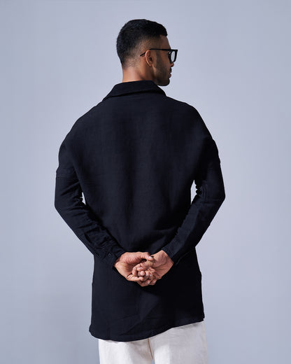 RWDY COLLAR KURTA | MATTE BLACK