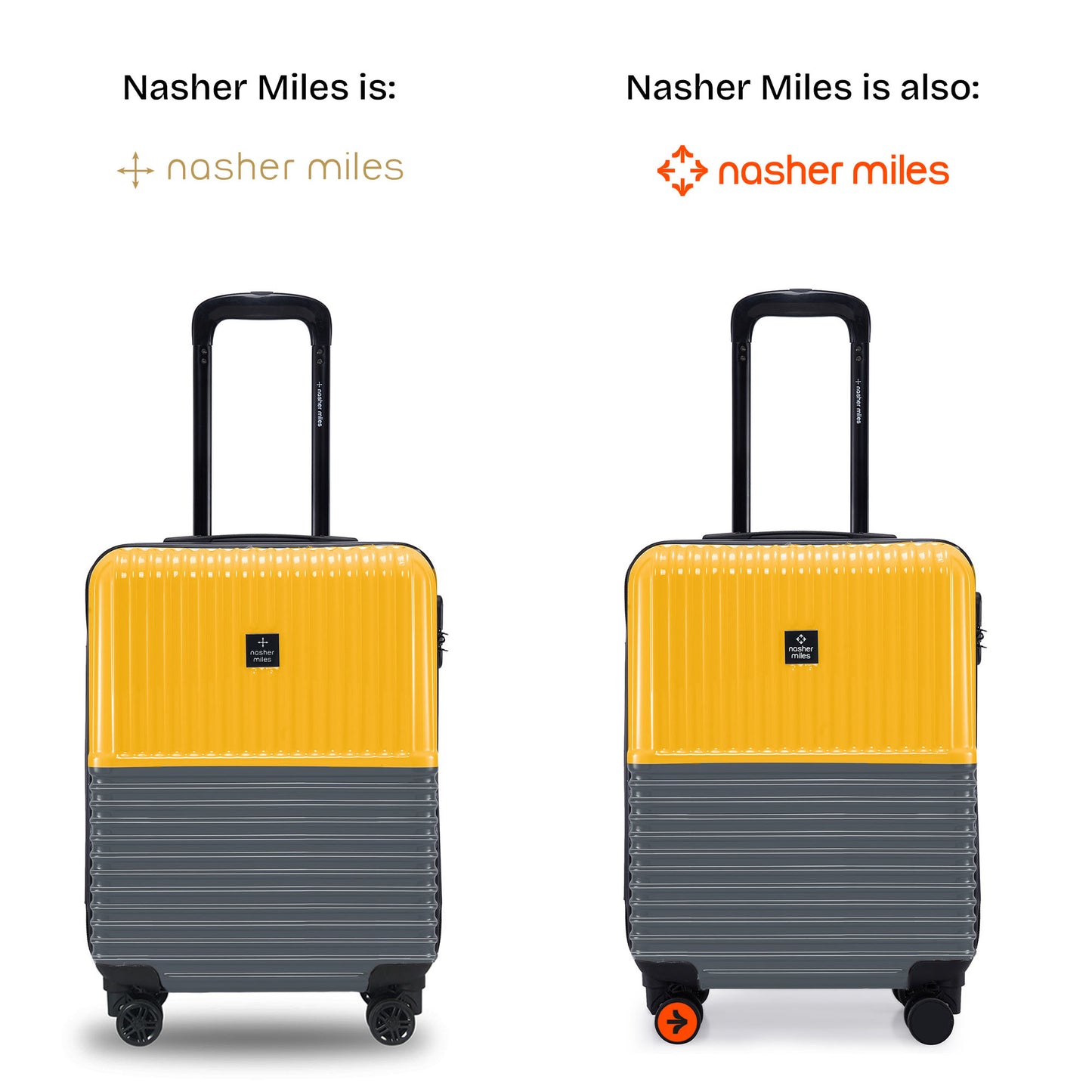 Nasher Miles Istanbul Hard-Sided ABS and PC Cabin Luggage 20 inch | 55cm | 8 Wheels Small Trolley Bag for Travel | Suitcase (Yellow Grey)