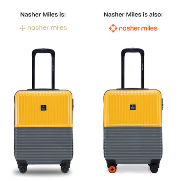 Nasher Miles Istanbul Hard-Sided ABS and PC Cabin Luggage 20 inch | 55cm | 8 Wheels Small Trolley Bag for Travel | Suitcase (Yellow Grey)
