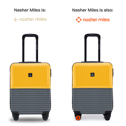 Nasher Miles Istanbul Hard-Sided ABS and PC Cabin Luggage 20 inch | 55cm | 8 Wheels Small Trolley Bag for Travel | Suitcase (Yellow Grey)