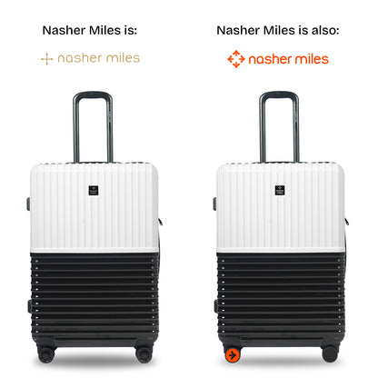 Nasher Miles Istanbul Hard-Sided ABS and PC Check-in Luggage 24 inch | 65cm | 8 Wheels Medium Trolley Bag for Travel | Suitcase (Black White)
