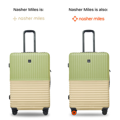Nasher Miles Istanbul Hard-Sided ABS and PC Check-in Luggage 24 inch | 65cm | 8 Wheels Medium Trolley Bag for Travel | Suitcase (Green Yellow)