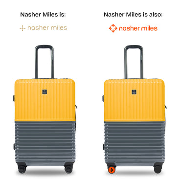 Nasher Miles Istanbul Hard-Sided ABS and PC Check-in Luggage 24 inch | 65cm | 8 Wheels Medium Trolley Bag for Travel | Suitcase (Yellow Grey)