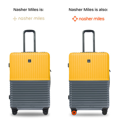 Nasher Miles Istanbul Hard-Sided ABS and PC Check-in Luggage 24 inch | 65cm | 8 Wheels Medium Trolley Bag for Travel | Suitcase (Yellow Grey)