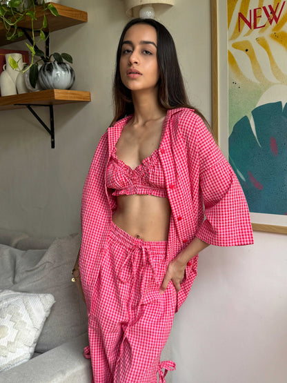 Red Gingham Oversized Shirt