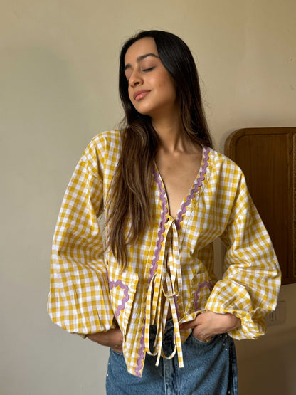 Heart Applique Shirt Top Yellow