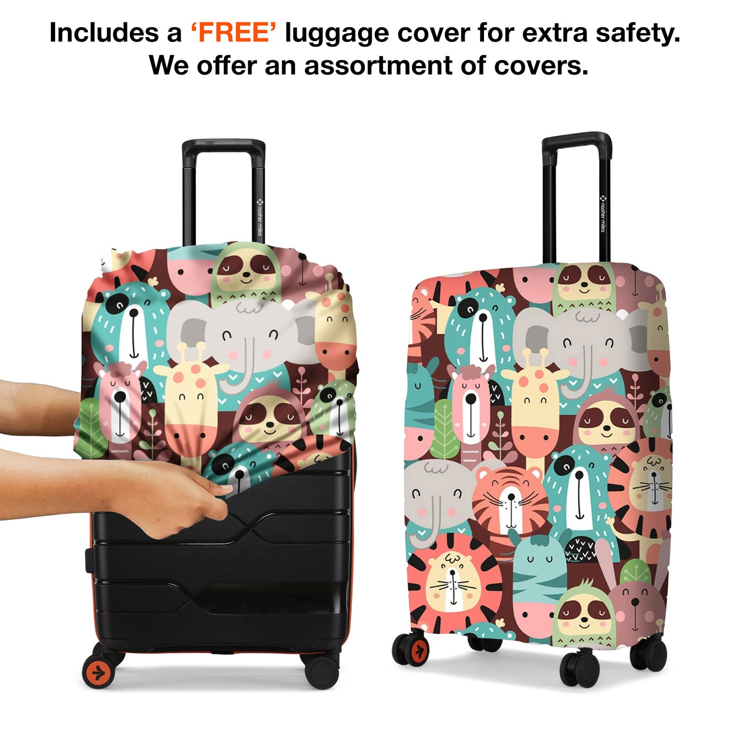 Nasher Miles Cannes Hard-sided Polypropylene Cabin Luggage Black Orange 20 inch | 55 cm Small Trolley bag