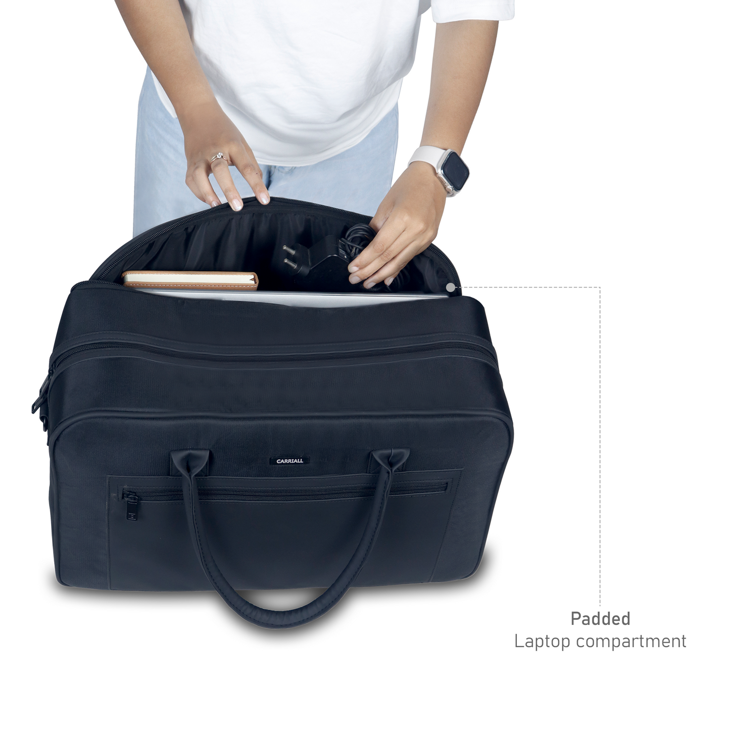 Carriall Black Tech Duffle bag With 15.6 Laptop Compartment