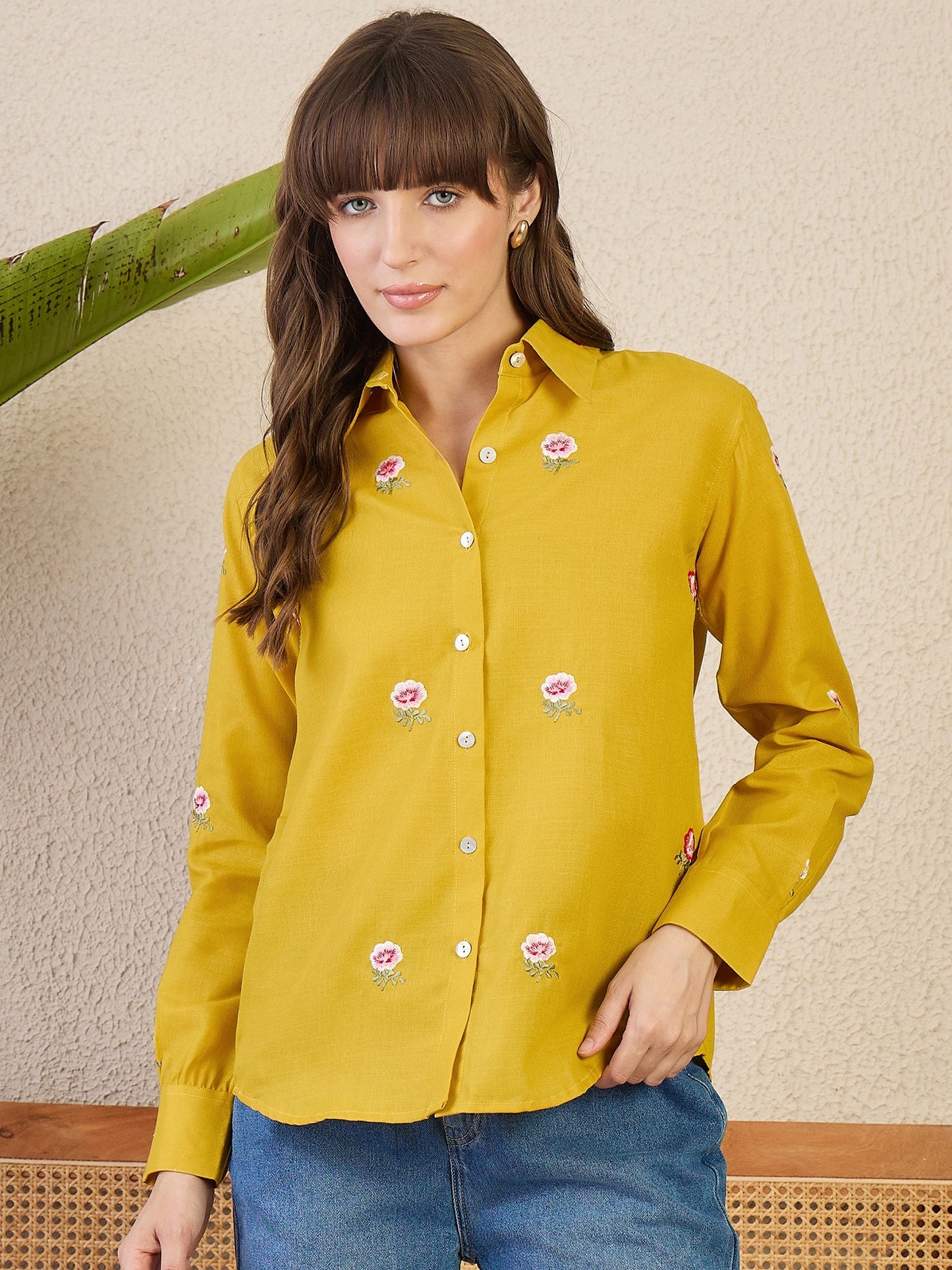 All Over Embroidered Linen Shirt