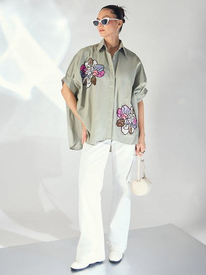 Antifit Embellished Pure Cotton Shirt