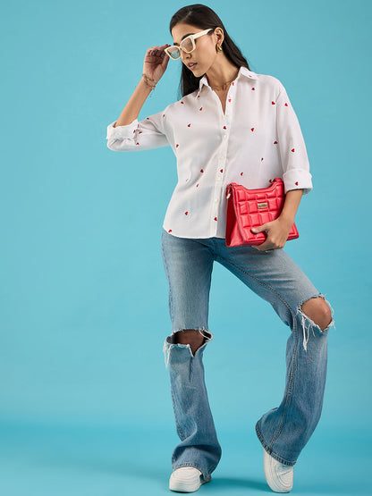 All Over Embroidered Cotton Shirt
