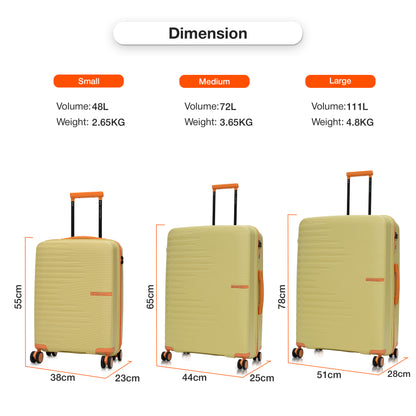 Nasher Miles Havelock TSA Lock and Anti-Theft Hard-Sided Polypropylene Check-in Luggage Cream 24 inch |65 Trolley Bag | Suitcase