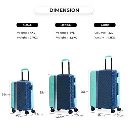 Nasher Miles Vegas Hard-Sided Polycarbonate Cabin Luggage Teal&Dark Blue 20 inch |55 Trolley Bag
