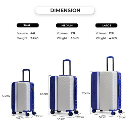Nasher Miles Vegas Hard-Sided Polycarbonate Check-in Luggage Blue&Silver 24 inch |65 Trolley Bag