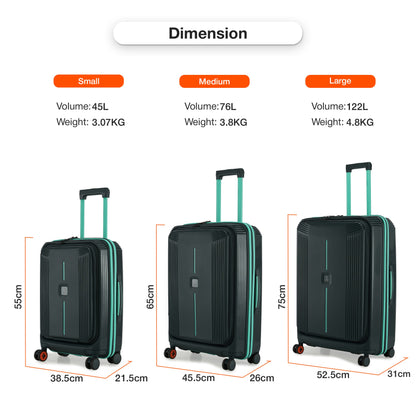 Nasher Miles Alexandria Hard-Sided Polypropylene TSA Lock Check-in Luggage 28 inch | 75cm | 8 Wheels Large Trolley Bag for Travel | Suitcase (Grey Teal)