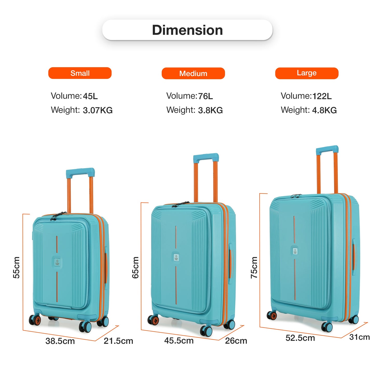 Nasher Miles Alexandria Hard-Sided Polypropylene TSA Lock Check-in Luggage 28 inch | 75cm | 8 Wheels Large Trolley Bag for Travel | Suitcase (Teal Peach)