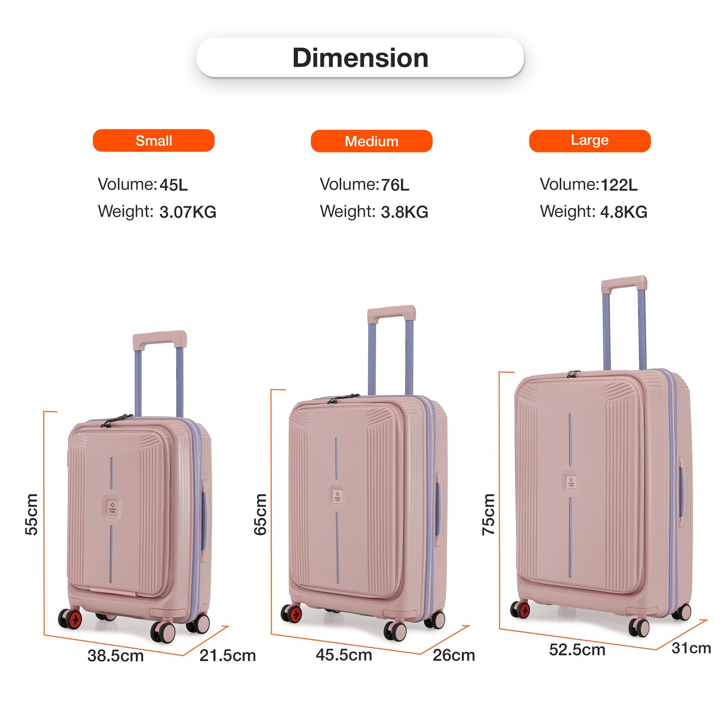 Nasher Miles Alexandria Hard-Sided Polypropylene TSA Lock Check-in Luggage 28 inch | 75cm | 8 Wheels Large Trolley Bag for Travel | Suitcase (Peach Grey)