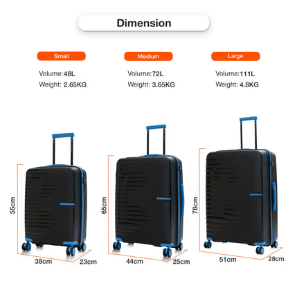 Nasher Miles Havelock TSA Lock and Anti-Theft Hard-Sided Polypropylene Check-in Luggage Black 24 inch |65 Trolley Bag | Suitcase