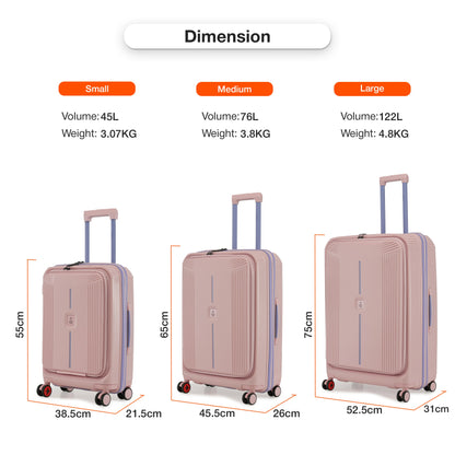 Nasher Miles Alexandria Hard-Sided Polypropylene TSA Lock Cabin Luggage with Laptop Compartment 20 inch | 55cm | 8 Wheels Small Trolley Bag for Travel | Suitcase (Peach Grey)