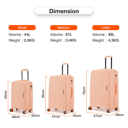 Nasher Miles Coorg Hard-Sided Polypropylene Cabin Luggage Peach 20 inch |55 Trolley Bag