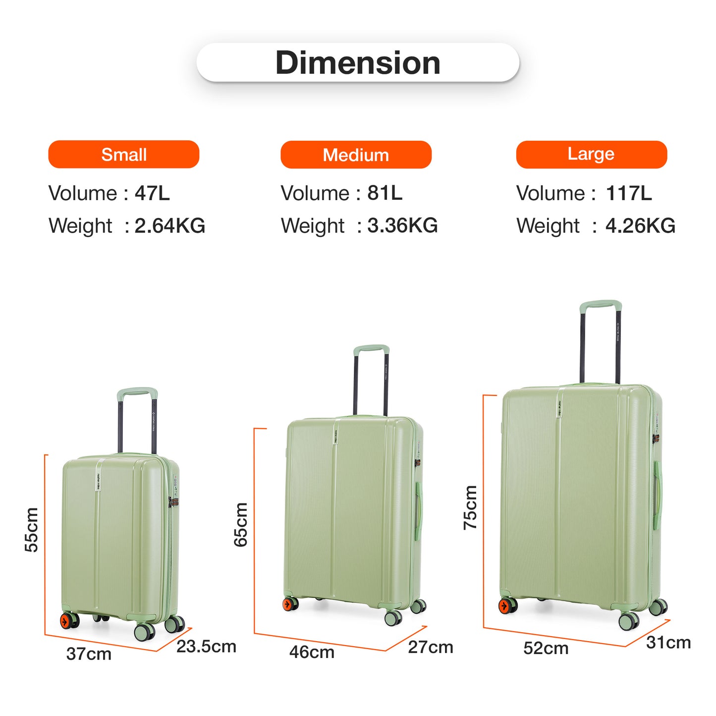 Nasher Miles The Line Hard-Sided Polypropylene Check-in Luggage Avacado Green 28 inch |75 Trolley Bag