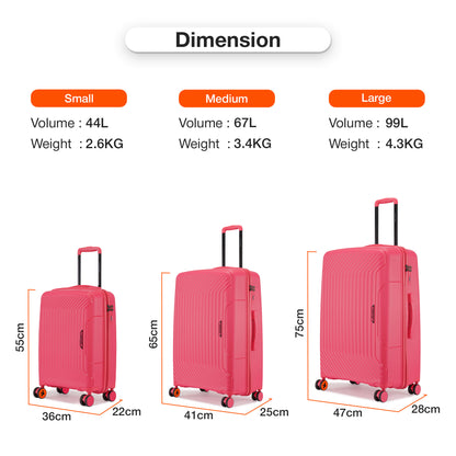 Nasher Miles Coorg Hard-Sided Polypropylene Cabin Luggage Paradish Pink 20 inch |55 Trolley Bag