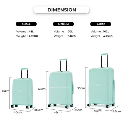 Nasher Miles Hawaii TSA Lock and Anti-Theft Hard-Sided Polypropylene Cabin Luggage Pastel Green 20 inch |55 Trolley Bag | Suitcase