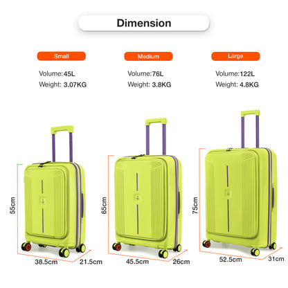 Nasher Miles Alexandria Hard-Sided Polypropylene TSA Lock Check-in Luggage 28 inch | 75cm | 8 Wheels Large Trolley Bag for Travel | Suitcase (Green Purple)