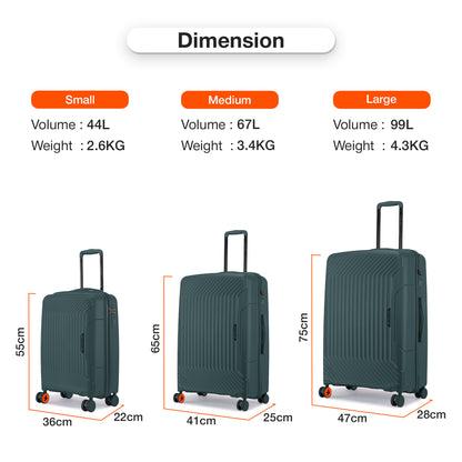 Nasher Miles Coorg Hard-Sided Polypropylene Cabin Luggage Olive Green 20 inch |55 Trolley Bag