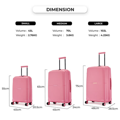 Nasher Miles Hawaii TSA Lock and Anti-Theft Hard-Sided Polypropylene Check-in Luggage Pink 24 inch |65 Trolley Bag | Suitcase