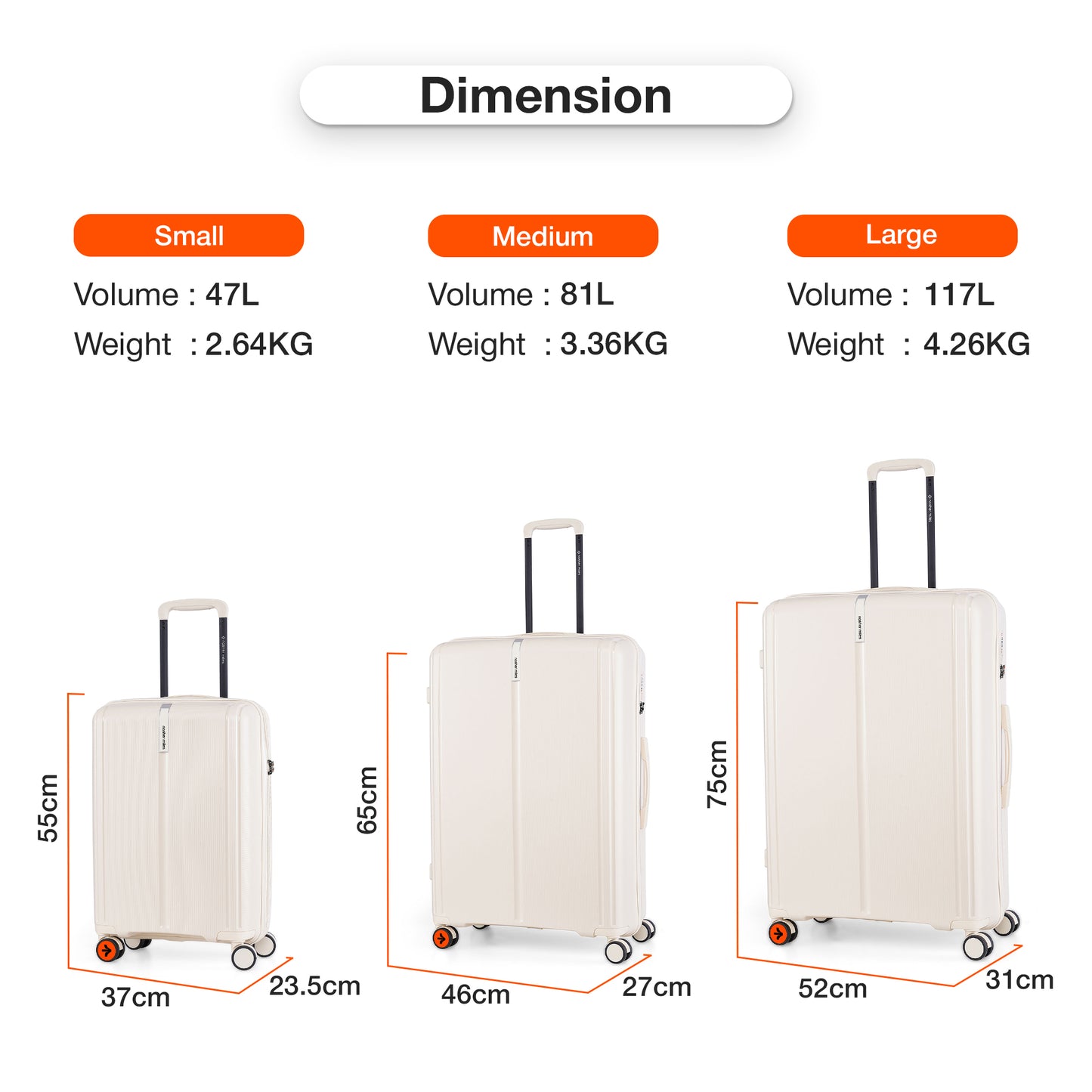 Nasher Miles The Line Hard-Sided Polypropylene Check-in Luggage White 28 inch |75 Trolley Bag