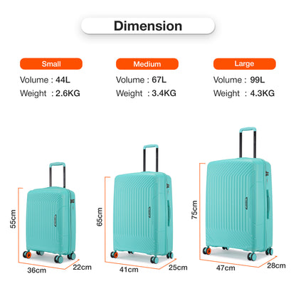 Nasher Miles Coorg Hard-Sided Polypropylene Cabin Luggage Teal 20 inch |55 Trolley Bag