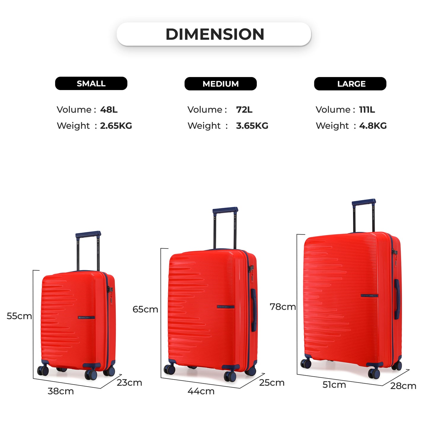 Nasher Miles Havelock TSA Lock and Anti-Theft Hard-Sided Polypropylene Check-in Luggage Red 24 inch |65 Trolley Bag | Suitcase