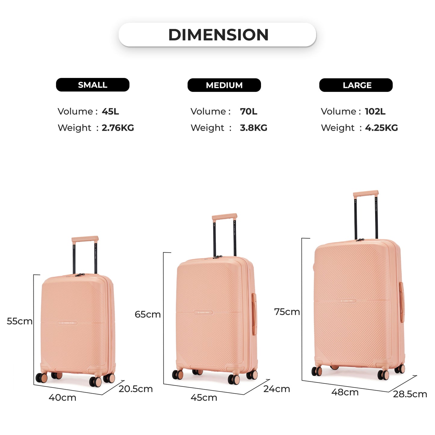 Nasher Miles Hawaii TSA Lock and Anti-Theft Hard-Sided Polypropylene Cabin Luggage Peach 20 inch |55 Trolley Bag | Suitcase