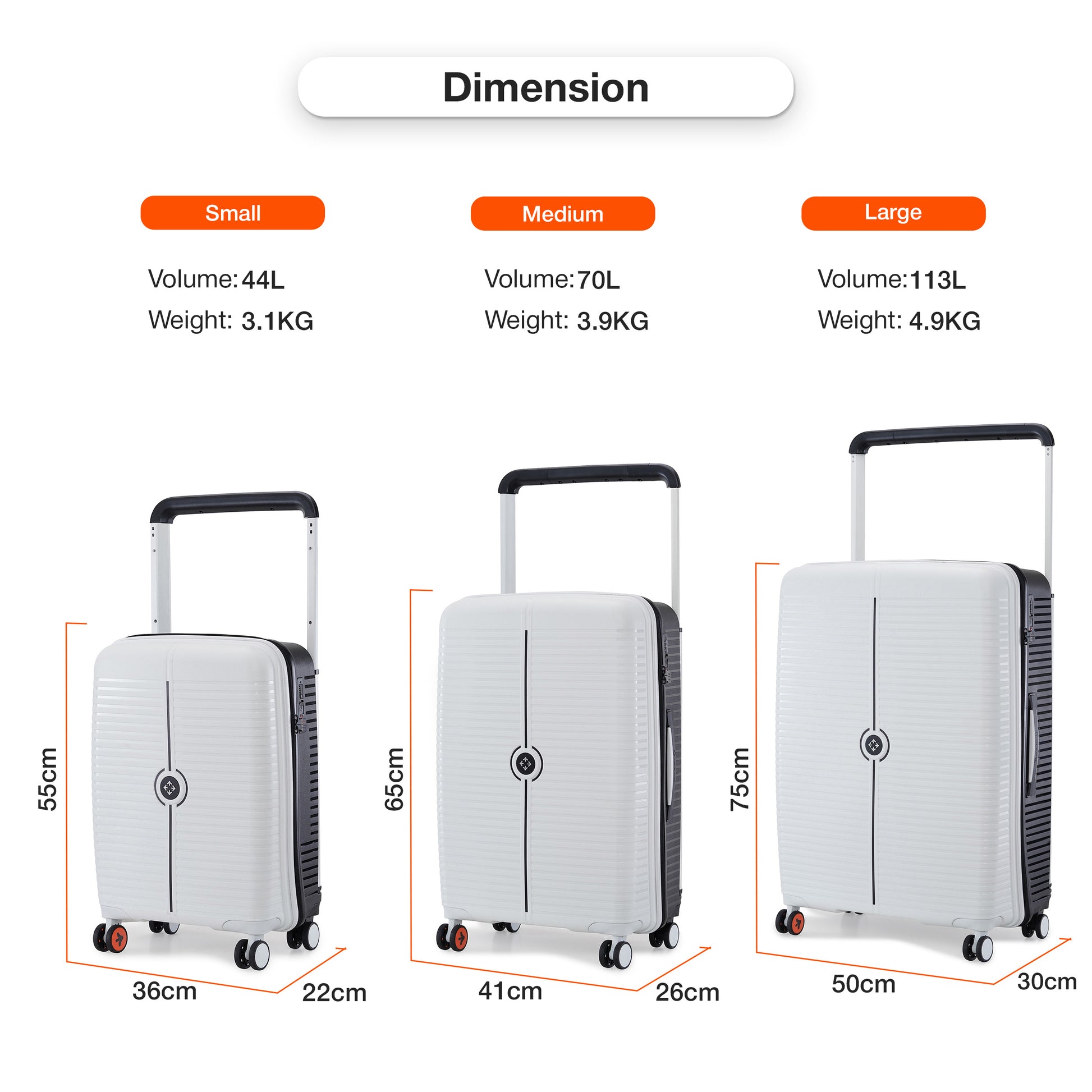Nasher Miles Dubai TSA Lock Hard-Sided Polypropylene Cabin Luggage 20 inch | 55cm | 8 Wheels Small Trolley Bag for Travel | Suitcase (White Black) | Nasher Miles at Broadway