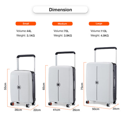 Nasher Miles Dubai TSA Lock Hard-Sided Polypropylene Cabin Luggage 20 inch | 55cm | 8 Wheels Small Trolley Bag for Travel | Suitcase (White Black) | Nasher Miles at Broadway