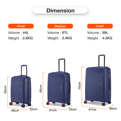 Nasher Miles Coorg Hard-Sided Polypropylene Check-in Luggage Navy Blue 24 inch |65 Trolley Bag