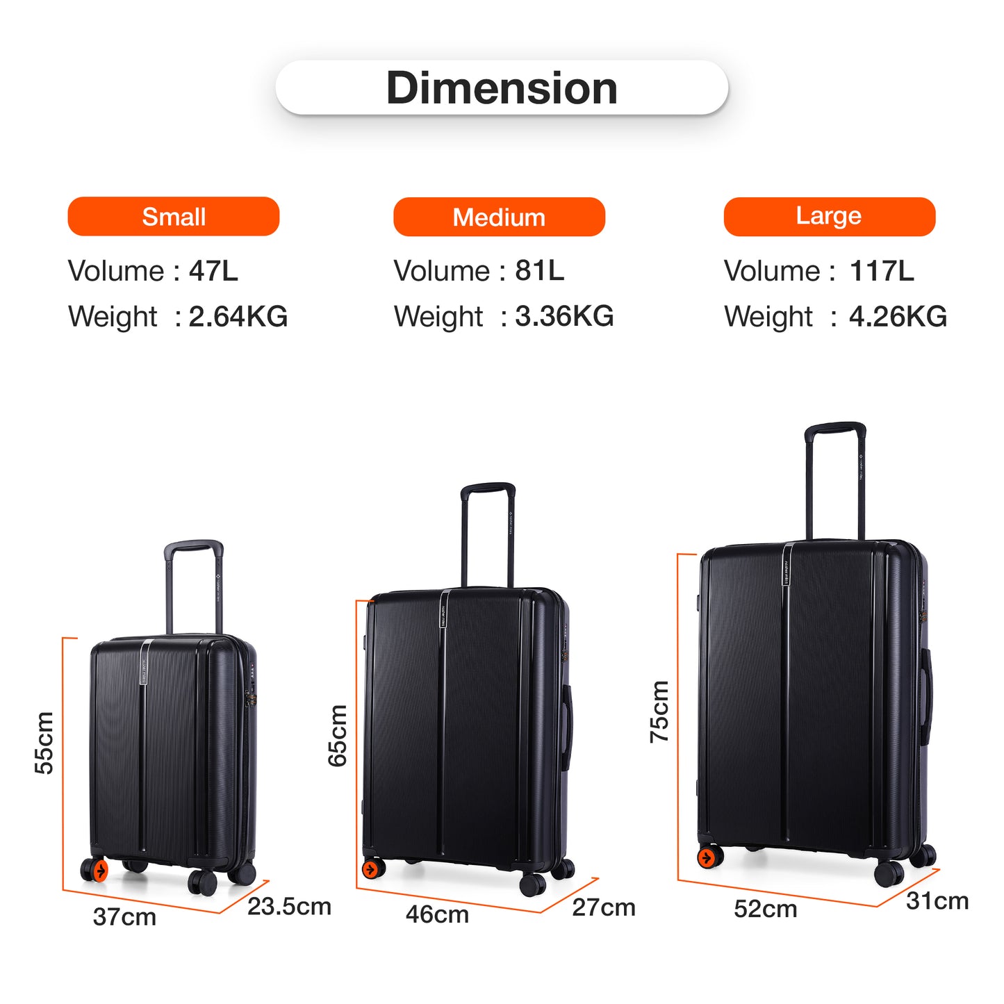 Nasher Miles The Line Hard-Sided Polypropylene Check-in Luggage Black 28 inch |75 Trolley Bag