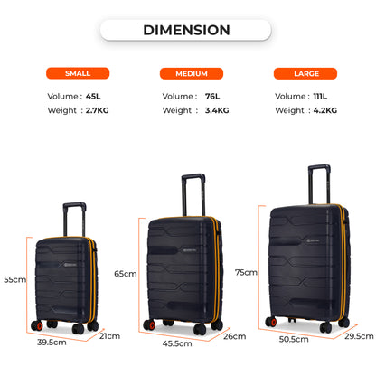 Nasher Miles Cannes Hard-sided Polypropylene Cabin Luggage Navy Blue Yellow 20 inch | 55 cm Small Trolley bag