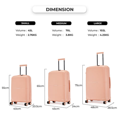 Nasher Miles Hawaii TSA Lock and Anti-Theft Hard-Sided Polypropylene Check-in Luggage Peach 24 inch |65 Trolley Bag | Suitcase