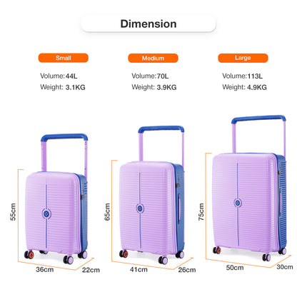Nasher Miles Dubai TSA Lock Hard-Sided Polypropylene Cabin Luggage 20 inch | 55cm | 8 Wheels Small Trolley Bag for Travel | Suitcase (Lavender Navy Blue)